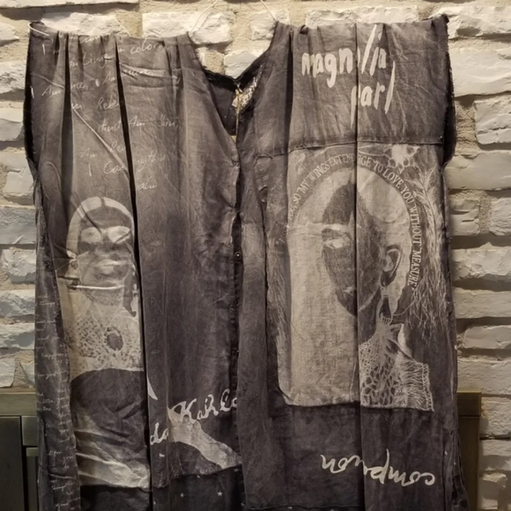 Rare Magnolia Pearl Frida Kahlo Jaya Kaftan Dress Ozzy Patchwork Artist Smock OS - Picture 11 of 17